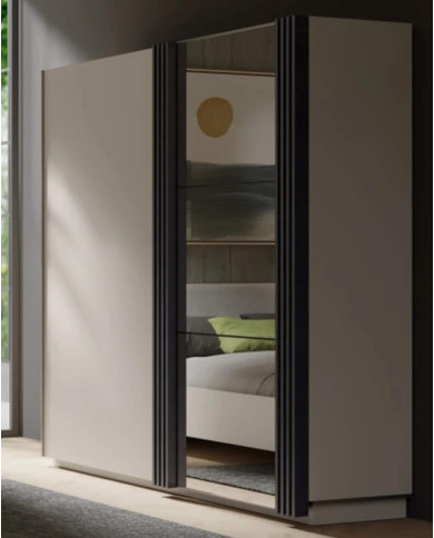 Szafa przesuwna Allmo AL15, półki, drążek, dwudrzwiowa, Kaszmir/ Antracyt, MEBLAR