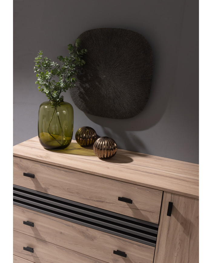 Komoda Allmo AL17, drzwi, szuflady, Dąb estena jasny/ Antracyt, MEBLAR