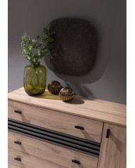 Komoda Allmo AL17, drzwi, szuflady, Dąb estena jasny/ Antracyt, MEBLAR