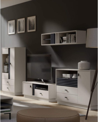 Komoda Allmo AL17, drzwi, szuflady, Kaszmir/ Antracyt, MEBLAR