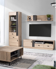 Komoda Allmo AL18, z szufladami, Dąb estana jasny/ Antracyt, MEBLAR