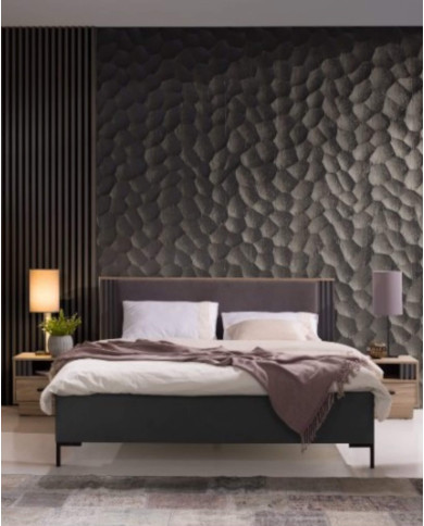 Łóżko Allmo AL19, powierzchnia 160x200 cm, pojemnik, podnośnik, Dąb estana jasny/ Antracyt, MEBLAR