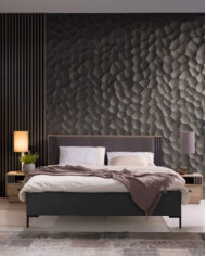 Łóżko Allmo AL19, powierzchnia 160x200 cm, pojemnik, podnośnik, Dąb estana jasny/ Antracyt, MEBLAR