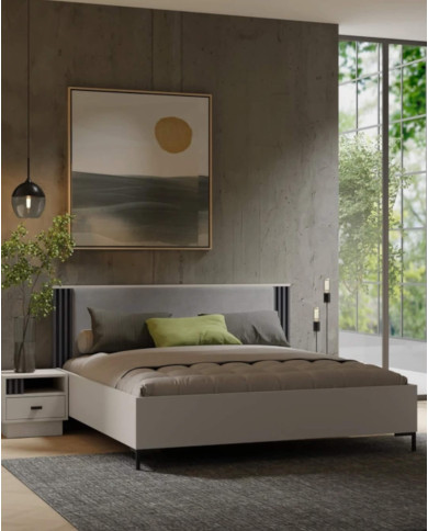 Łóżko Allmo AL19, powierzchnia 160x200 cm, pojemnik, podnośnik, Kaszmir/ Antracyt, MEBLAR