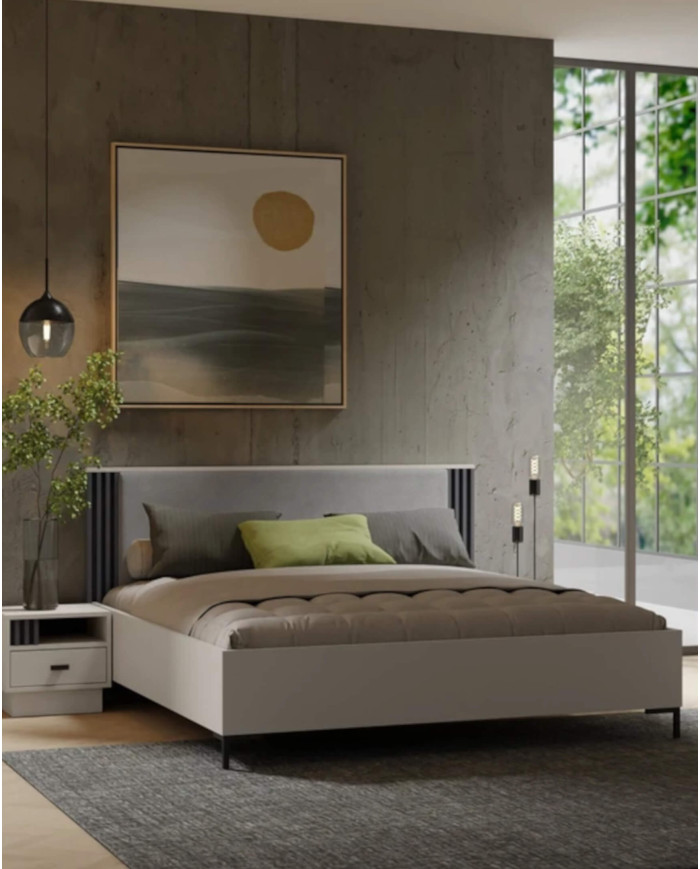 Łóżko Allmo AL19, powierzchnia 160x200 cm, pojemnik, podnośnik, Kaszmir/ Antracyt, MEBLAR