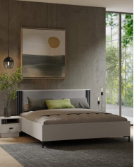 Łóżko Allmo AL19, powierzchnia 160x200 cm, pojemnik, podnośnik, Kaszmir/ Antracyt, MEBLAR