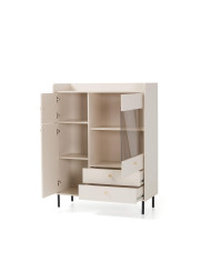 Witryna niska Grande GR2, przeszklona, dwudrzwiowa z szufladami, Dąb piaskowy, MEBLAR