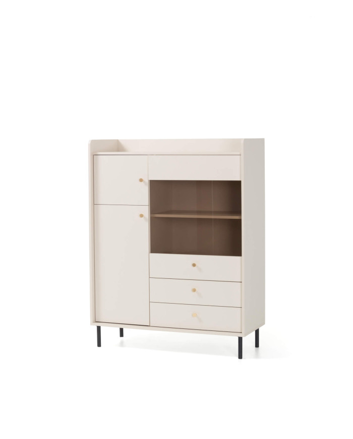 Witryna niska Grande GR2, przeszklona, dwudrzwiowa z szufladami, Dąb piaskowy, MEBLAR