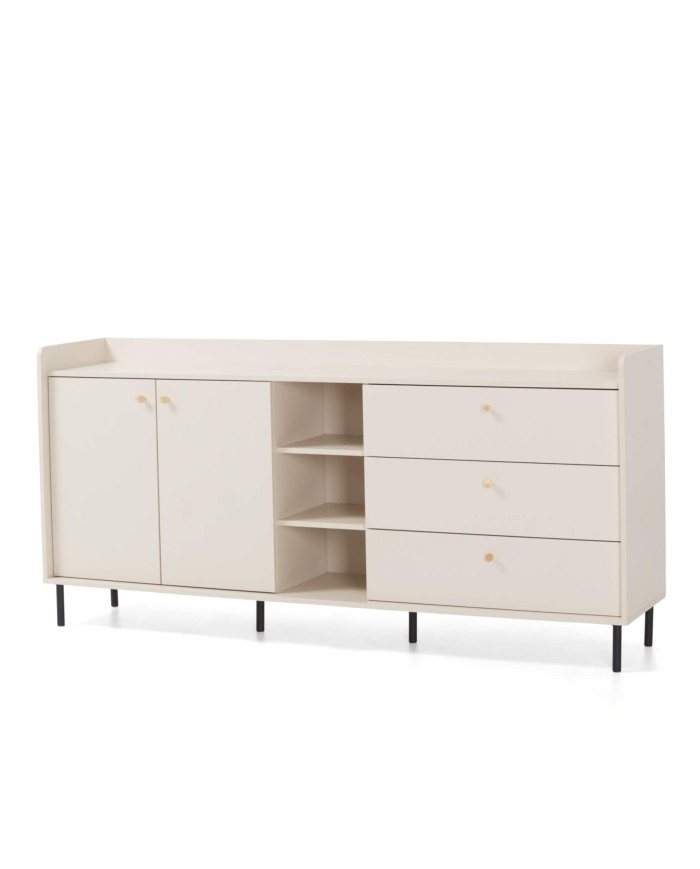 Komoda Grande GR4, drzwi, szuflady, półki, Beż piaskowy, MEBLAR