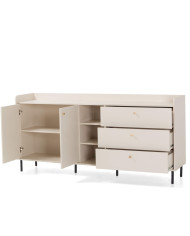 Komoda Grande GR4, drzwi, szuflady, półki, Beż piaskowy, MEBLAR