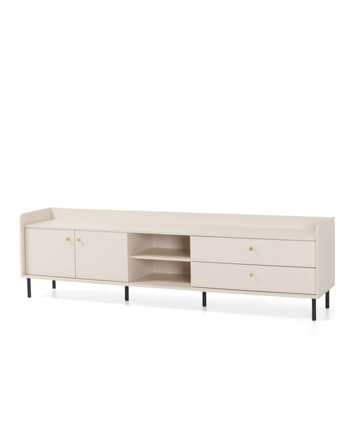 Szafka RTV Grande GR7, z drzwiami, szufladami, półkami, Beż piaskowy, MEBLAR