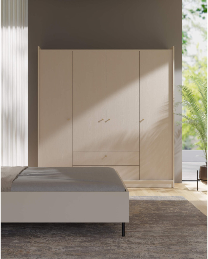 Witryna niska Grande GR2, przeszklona, dwudrzwiowa z szufladami, Dąb piaskowy, MEBLAR