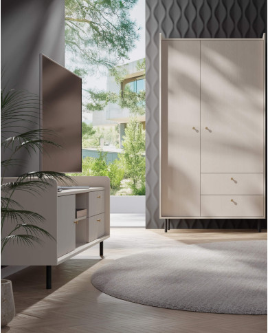 Komoda Grande GR5, drzwi, szuflady, półki, Beż piaskowy, MEBLAR