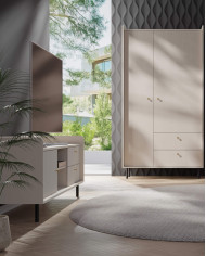 Komoda Grande GR5, drzwi, szuflady, półki, Beż piaskowy, MEBLAR