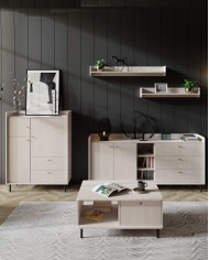 Komoda Grande GR6, drzwi, szuflady, Beż piaskowy, MEBLAR