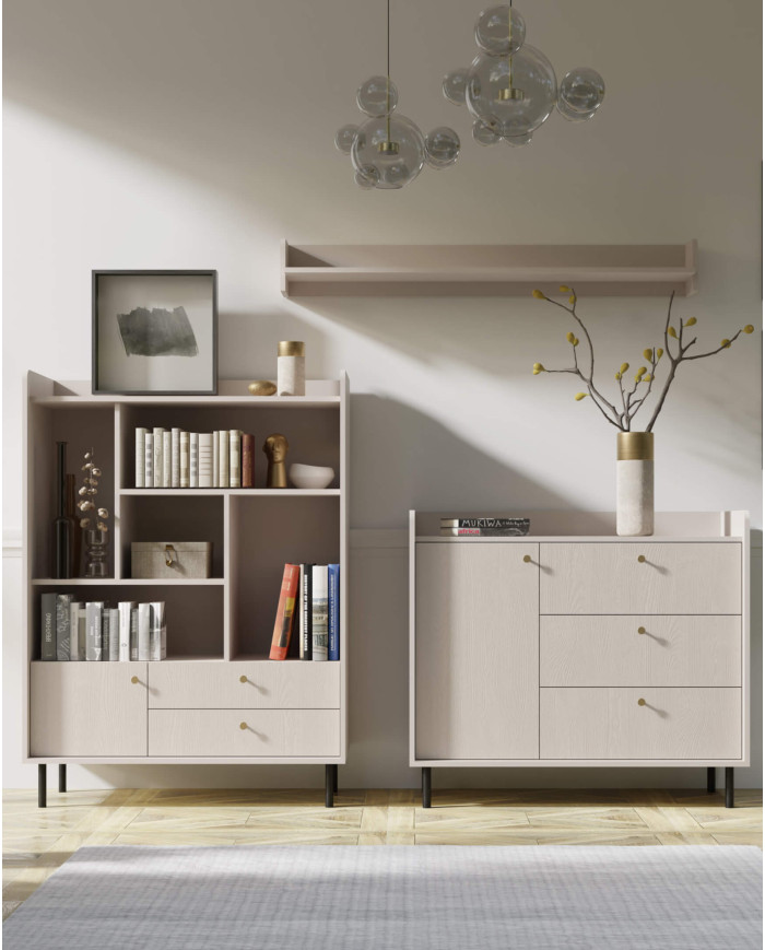 Komoda Grande GR6, drzwi, szuflady, Beż piaskowy, MEBLAR