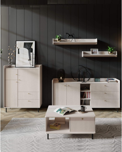 Szafa Grande GR12, dwudrzwiowa z szufladami, Beż piaskowy, MEBLAR