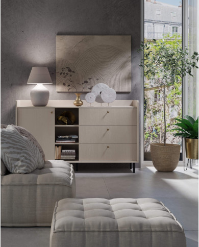 Szafa Grande GR13, czterodrzwiowa, z szufladami, Beż piaskowy, MEBLAR