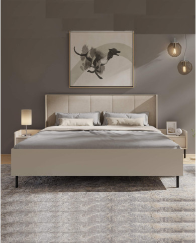 Łóżko Grande GR14, powierzchnia 160x200 cm, pojemnik, podnośnik, Beż piaskowy, MEBLAR