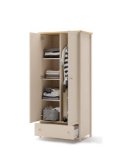 Szafa Story SO-12, dwudrzwiowa, szuflada, Beż piaskowy/ Dąb vincenza bielona, LENART