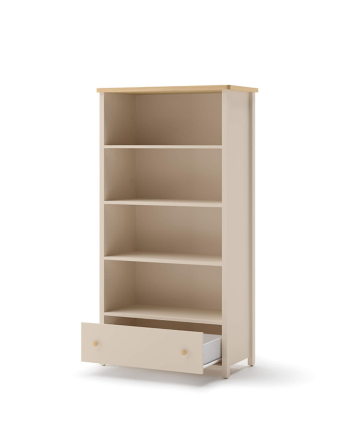 Regał Story SO-02, szuflada, półki, Beż piaskowy/ Dąb vincenza bielona, LENART