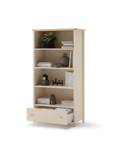 Regał Story SO-02, szuflada, półki, Beż piaskowy/ Dąb vincenza bielona, LENART