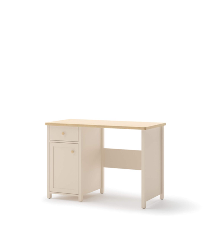 Biurko Story SO-03, szuflada, drzwiczki, Beż piaskowy/ Dąb vincenza bielona, LENART