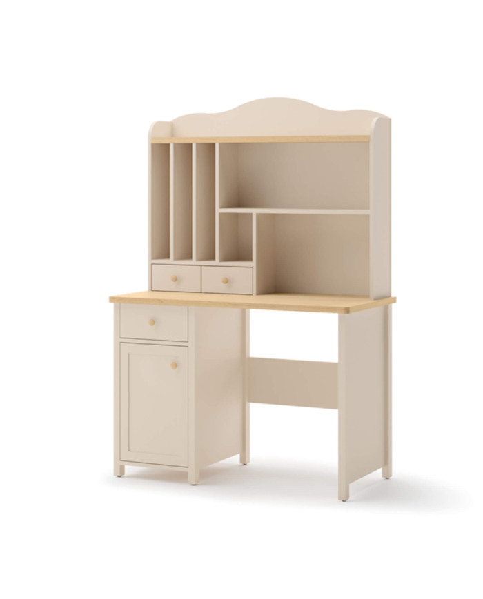 Biurko Story SO-03, szuflada, drzwiczki, Beż piaskowy/ Dąb vincenza bielona, LENART