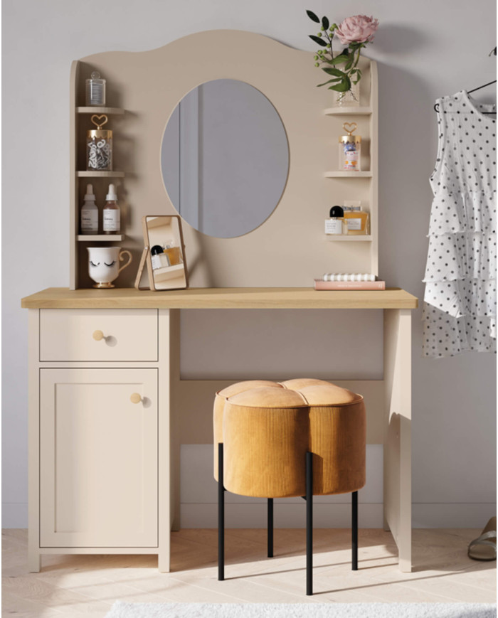 Biurko Story SO-03, szuflada, drzwiczki, Beż piaskowy/ Dąb vincenza bielona, LENART