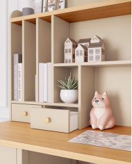 Nadstawka-regał Story SO-04, szufladki, półki, Beż piaskowy/ Dąb vincenza bielona, LENART