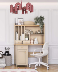 Nadstawka-regał Story SO-04, szufladki, półki, Beż piaskowy/ Dąb vincenza bielona, LENART