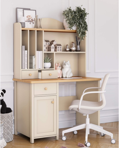 Nadstawka-regał Story SO-04, szufladki, półki, Beż piaskowy/ Dąb vincenza bielona, LENART