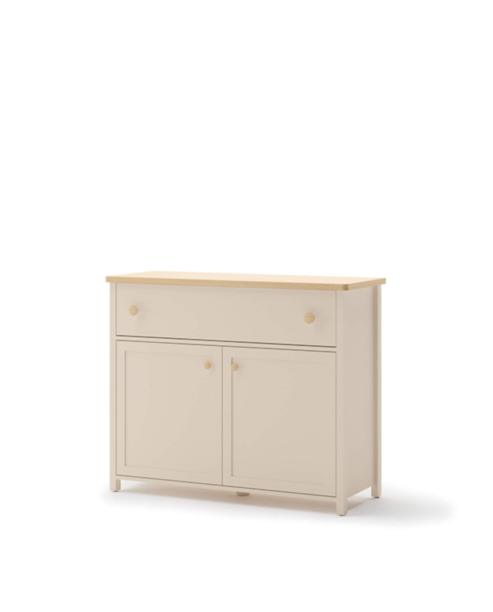 Komoda Story SO-05, drzwi, szuflada, Beż piaskowy/ Dąb vincenza bielona, LENART