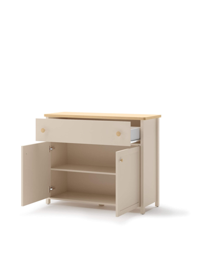 Komoda Story SO-05, drzwi, szuflada, Beż piaskowy/ Dąb vincenza bielona, LENART