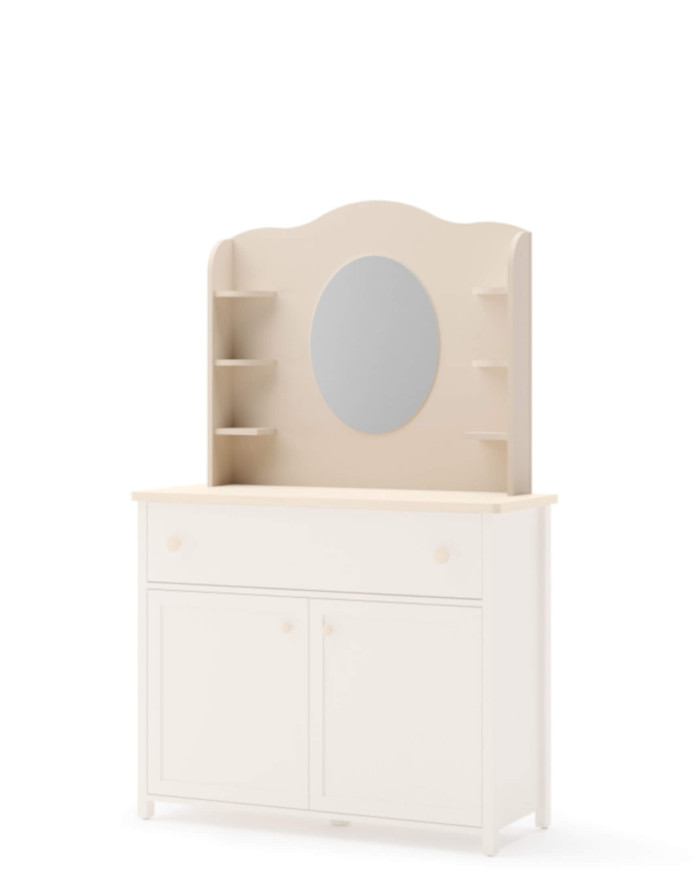 Nadstawka-lustro Story SO-06, szufladki, półki, Beż piaskowy/ Dąb vincenza bielona, LENART