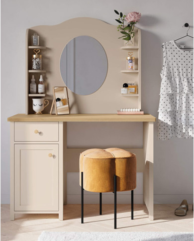 Nadstawka-lustro Story SO-06, szufladki, półki, Beż piaskowy/ Dąb vincenza bielona, LENART