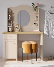 Nadstawka-lustro Story SO-06, szufladki, półki, Beż piaskowy/ Dąb vincenza bielona, LENART