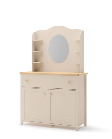 Nadstawka-lustro Story SO-06, szufladki, półki, Beż piaskowy/ Dąb vincenza bielona, LENART