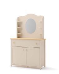 Nadstawka-lustro Story SO-06, szufladki, półki, Beż piaskowy/ Dąb vincenza bielona, LENART