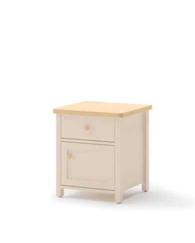 Stolik nocny Story SO-07, drzwi, szuflada, Beż piaskowy/ Dąb vincenza bielona, LENART