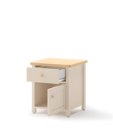 Stolik nocny Story SO-07, drzwi, szuflada, Beż piaskowy/ Dąb vincenza bielona, LENART