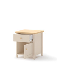 Stolik nocny Story SO-07, drzwi, szuflada, Beż piaskowy/ Dąb vincenza bielona, LENART