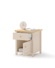 Stolik nocny Story SO-07, drzwi, szuflada, Beż piaskowy/ Dąb vincenza bielona, LENART