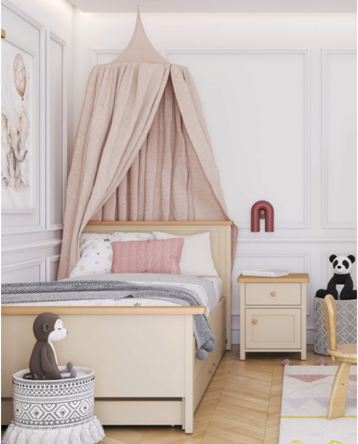 Stolik nocny Story SO-07, drzwi, szuflada, Beż piaskowy/ Dąb vincenza bielona, LENART