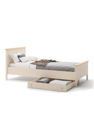 Łóżko Story SO-16, 90x200 cm, stelaż, materac, Beż piaskowy/ Dąb vincenza bielona, LENART