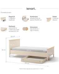 Łóżko Story SO-16, 90x200 cm, stelaż, materac, Beż piaskowy/ Dąb vincenza bielona, LENART