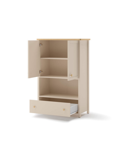 Komoda wysoka Story SO-11, drzwi, szuflada, wnęka, Beż piaskowy/ Dąb vincenza bielona, LENART