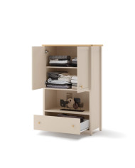 Komoda wysoka Story SO-11, drzwi, szuflada, wnęka, Beż piaskowy/ Dąb vincenza bielona, LENART