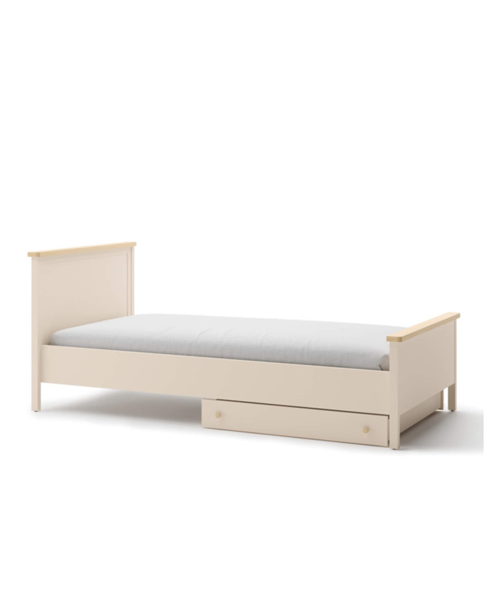 Łóżko Story SO-17, 120x200 cm, stelaż, materac, Beż piaskowy/ Dąb vincenza bielona, LENART