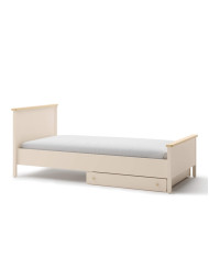 Łóżko Story SO-17, 120x200 cm, stelaż, materac, Beż piaskowy/ Dąb vincenza bielona, LENART